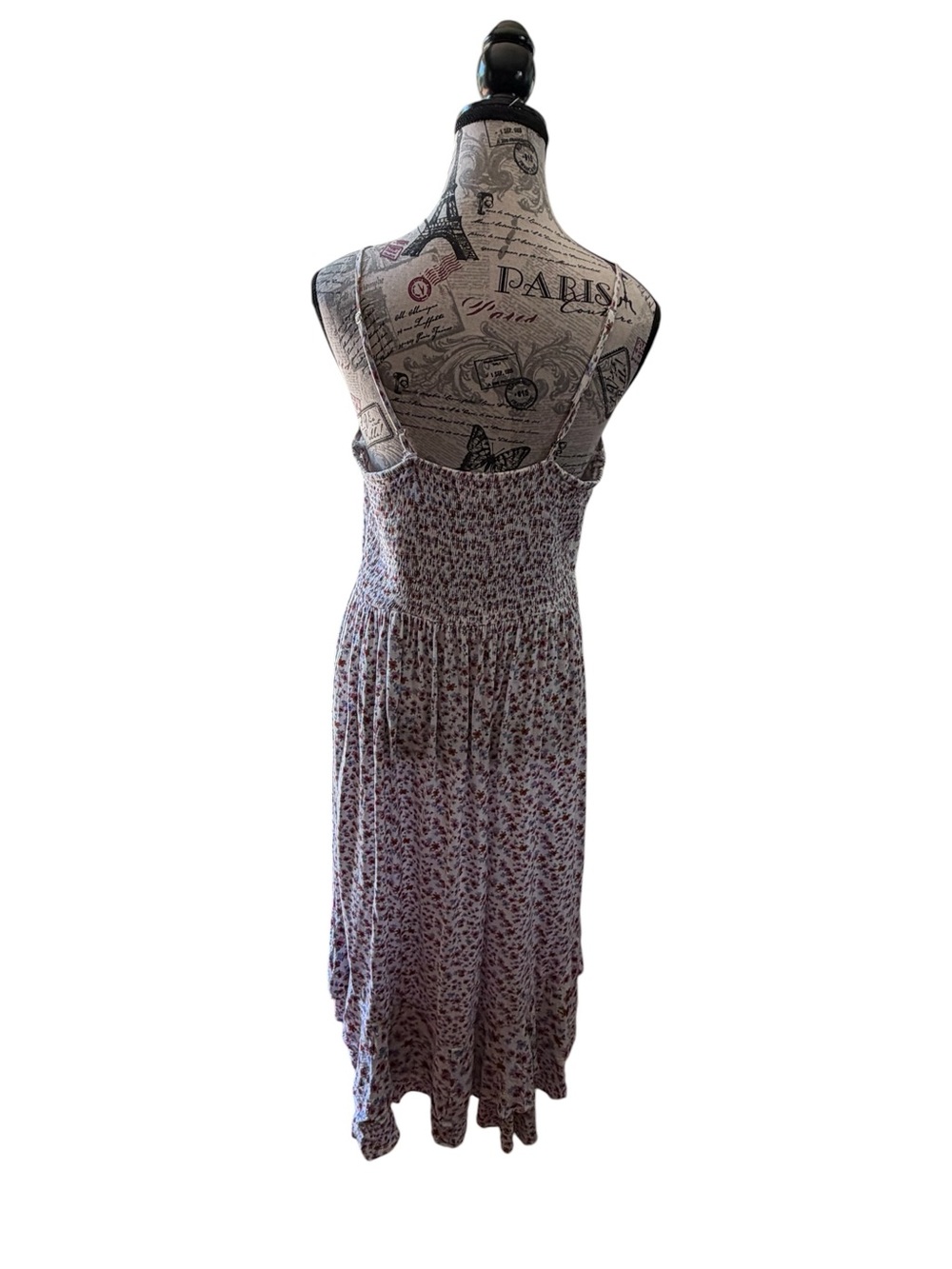 Japna White Floral Midi Dress with Pink and Blue Accents - Picture 3 of 7